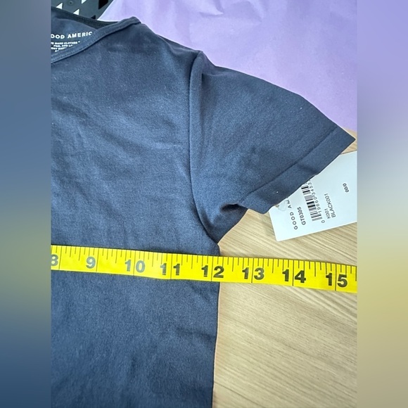 NWT GOOD AMERICAN Women’s So Soft Sculpted Tee in Black001 Sz 00/0 - Picture 10 of 11